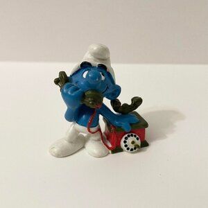 Vintage 1980 Smurfs Telephone Smurf Phone Figure Toy